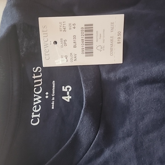 NWT Crewcuts boys blue crewneck tee size 4-5 - Picture 2 of 3